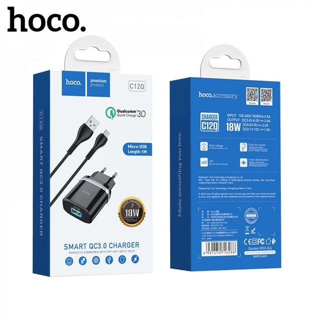 Сетевое зарядное устройство 18W QC3.0 Hoco QC3 Black - изображение 2