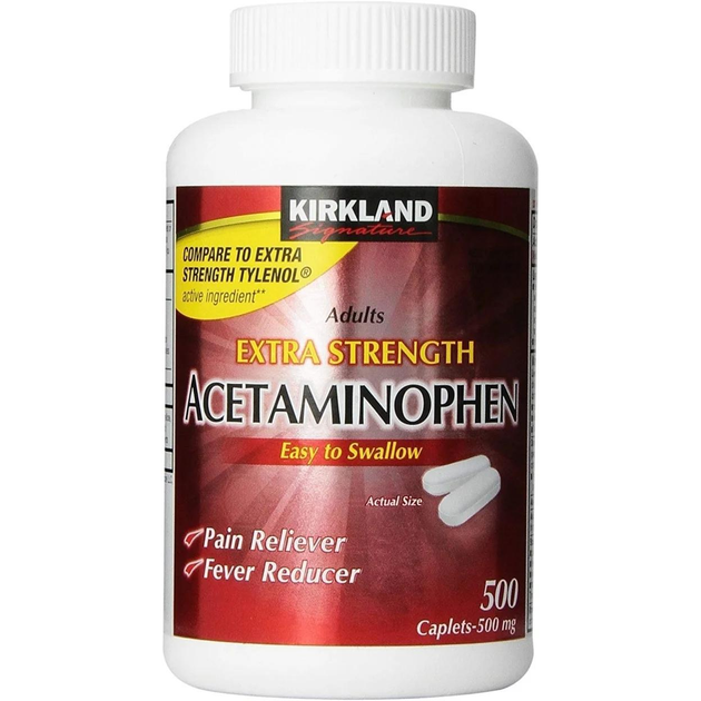 Обезболивающее и жаропонижающее Kirkland Signature Extra Strength Acetaminophen Ацетаминофен - 500 капсул 500 - изображение 1