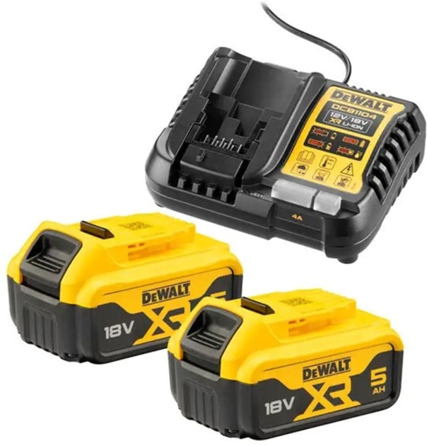 Зарядний комплект DeWalt зарядний пристрій + 2 акумулятори XR 18V 5Ah (DCB1104P2) - зображення 1