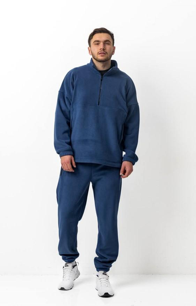 Мужской спортивный костюм на флисе в стиле оверсайз на молнии KM 00371 2XL-3XL Джинс ( AN-00371/02 E ) - изображение 1