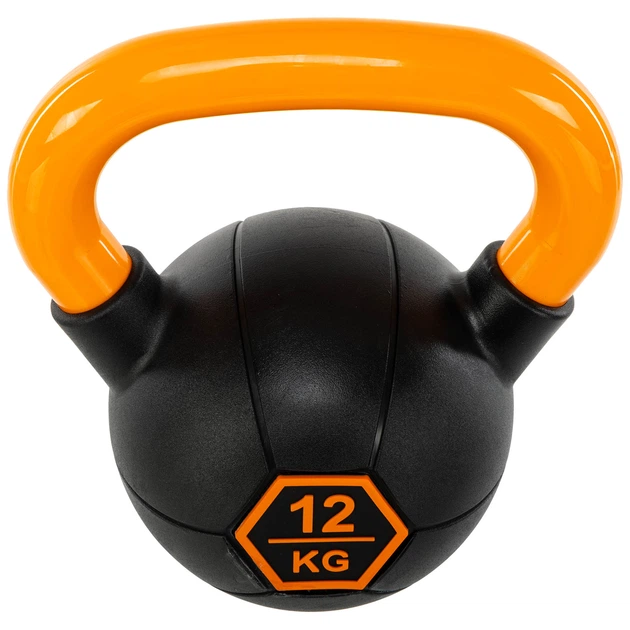 Гиря тренировочная цельная обрезиненная с окрашенной ручкой LiveUp Urethane competition kettlebell UAZE5336-12 12кг (чугун, черный-оранжевый) - Фото 3 Гиря тренировочная цельная обрезиненная с окрашенной ручкой LiveUp Urethane competition kettlebell UAZE5336-12 12кг (чугун, черный-оранжевый) - изображение 3