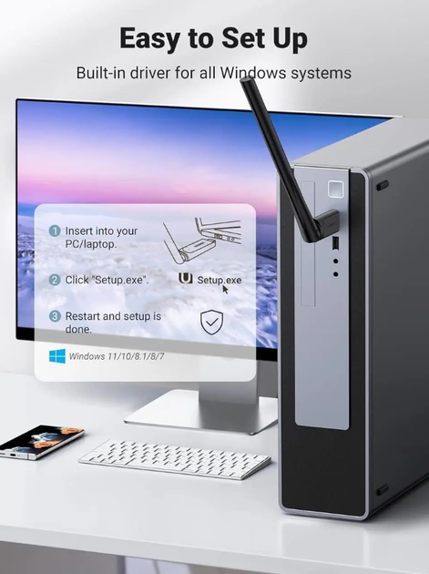 Адаптер Wi-Fi UGREEN CM496 (AC650) двухдиапазонный с внешней антенной (90339) - изображение 6