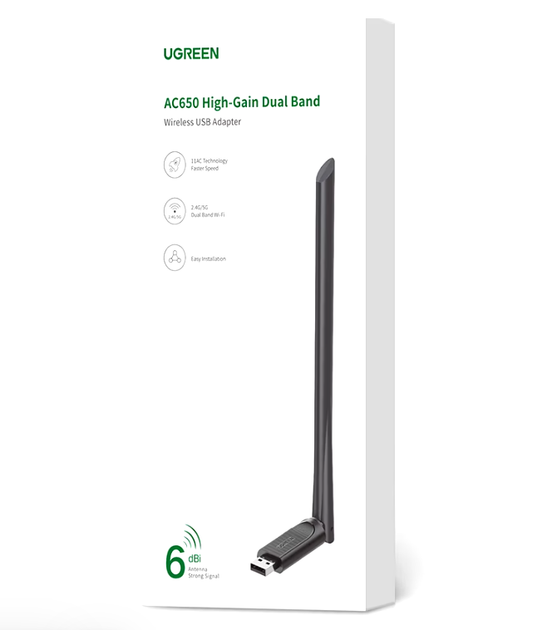 Адаптер Wi-Fi UGREEN CM496 (AC650) двухдиапазонный с внешней антенной (90339) - изображение 8