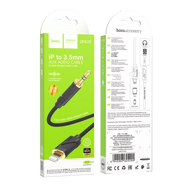 Кабель Hoco UPA30 Friend digital audio conversion cable Lightning Black - Фото 2 Кабель Hoco UPA30 Friend digital audio conversion cable Lightning Black - изображение 2