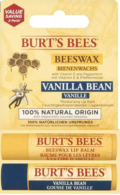 Бальзам для губ Burt's Bees Beeswax Бджолиний віск + ваніль 2 x 4.25 г (5060412211161/792850656468) - зображення 1