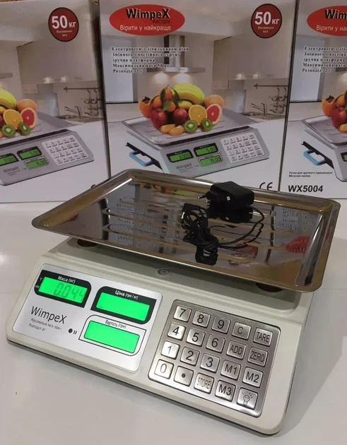 Весы Торговые электронные Wimpex WX-5004 металличиские кнопки 50кг/4v/2г - Фото 3 Весы Торговые электронные Wimpex WX-5004 металличиские кнопки 50кг/4v/2г - изображение 3