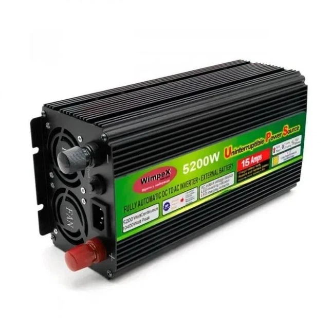Перетворювач напруги 12V-220V Інвертор із функцією заряджання акумулятора DC-AC Wimpex 5200W UPS - зображення 2