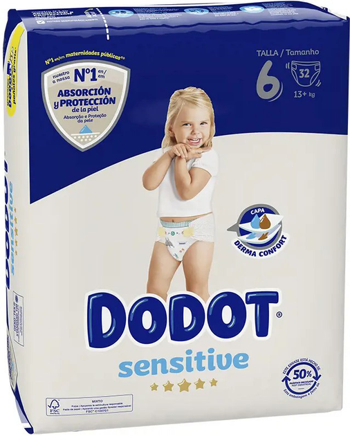 Підгузки Dodot Sensitive Розмір 6 13+ кг 32 шт (8006540848326) - зображення 1