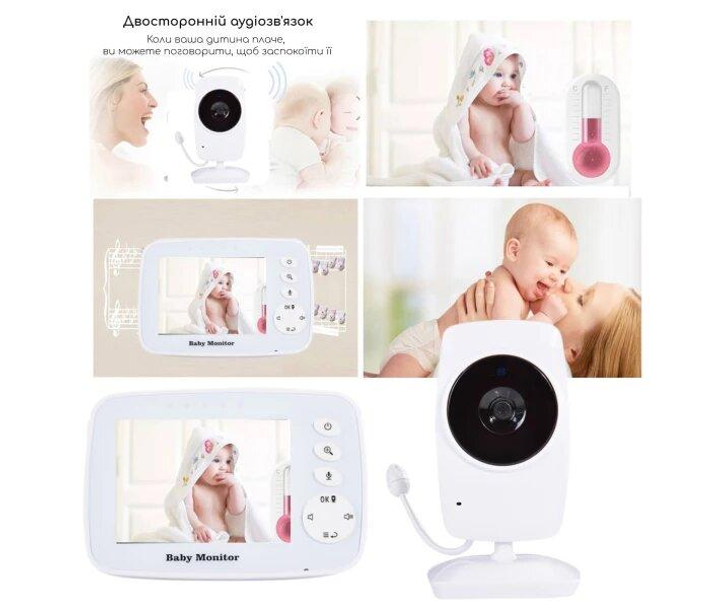 Видеоняня Baby Monitor SM-32 + гибкий держатель камеры, датчик звука, беспроводная радионяня с портативным дисплеем и измерением температуры Поворотная радионяня с энергосберегающим режимом - изображение 4