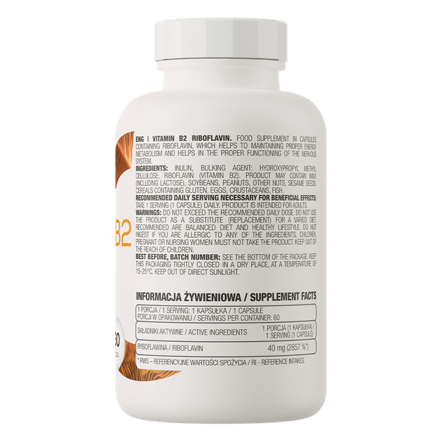 Вітамін B2 Ostrovit Vitamin B2 Riboflavin 60 caps - зображення 2