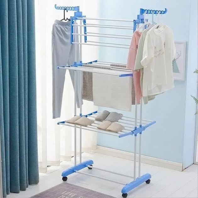 Сушилка для вещей Складная сушилка для белья Garment Rack With Wheels - Фото 3 Сушилка для вещей Складная сушилка для белья Garment Rack With Wheels - изображение 3