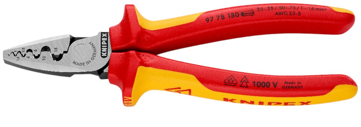 Кусачки Knipex для обтискання кабельних наконечників VDE 180 мм (97 78 180) - зображення 3