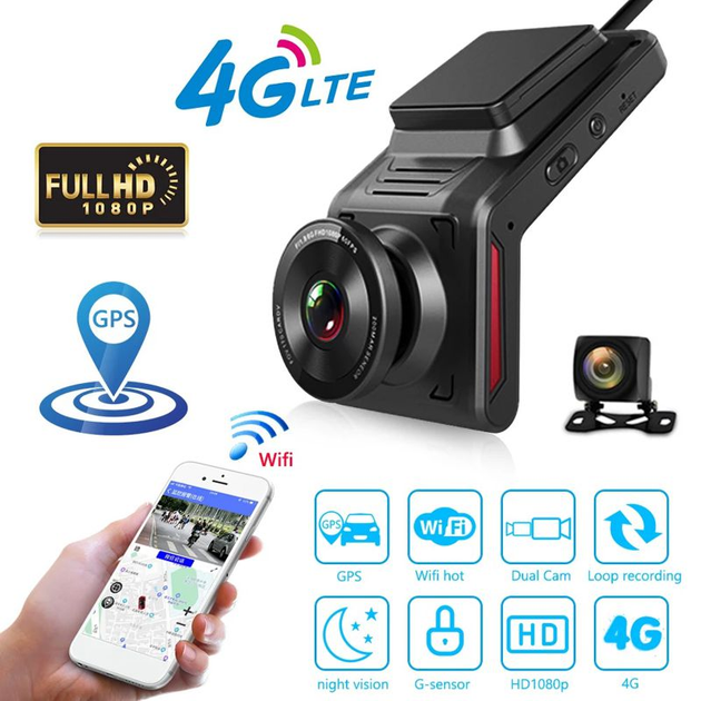 Автомобільний відеореєстратор з 4G + WIFI + GPS Nectronix K18, Full HD 1080P, з 2-ма камерами, G-sensor і віддаленим online моніторингом (100776) - зображення 2