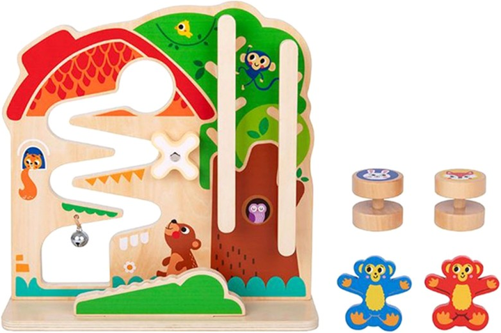 Таблиця освітня дерев'яна Tooky Toy Лабіринт трек 2в1 (6972633378419) - зображення 5