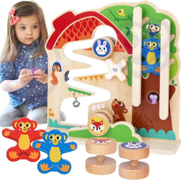 Таблиця освітня дерев'яна Tooky Toy Лабіринт трек 2в1 (6972633378419) - зображення 6