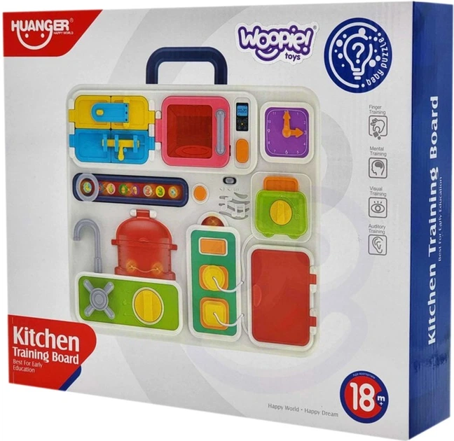 Tablica manipulacyjna Woopie Baby Kuchnia Montessori z zegarem oraz efektami dźwiękowymi i świetlnymi (5904326944206) - obraz 10