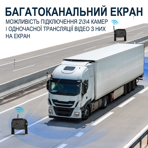 Беспроводной парковочный комплекс для грузовиков Podofo A3694 с монитором 10,1" дюймов и 2 камерами заднего вида, с видеорегистратором - изображение 5