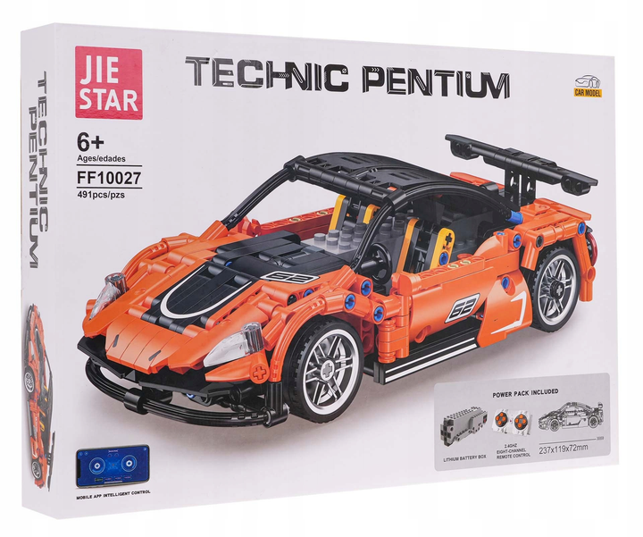 Конструктор Ramiz Jie Star Technic Pentium спортивний автомобіль з пультом дистанційного керування 491 елемент Помаранчевий (5903864946437) - зображення 1