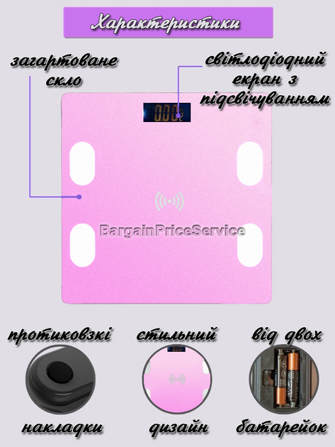 Електронні підлогові смарт-ваги смарт-ваги Bluetooth Smart Scale OKOK діагностичні smart-ваги до 180 кг Загартоване скло Підсвічування Рожеві - изображение 6