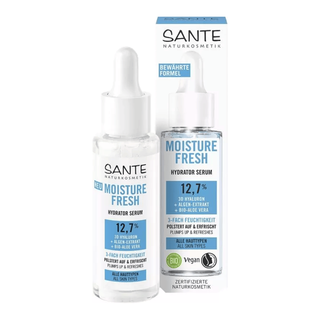 БІО-Сироватка-супергідратор Moisture Fresh для зволоження обличчя з гіалуроновою кислотою та Алое SANTE 30 мл 4055297217804 - Фото 1 БІО-Сироватка-супергідратор Moisture Fresh для зволоження обличчя з гіалуроновою кислотою та Алое SANTE 30 мл 4055297217804 - зображення 1