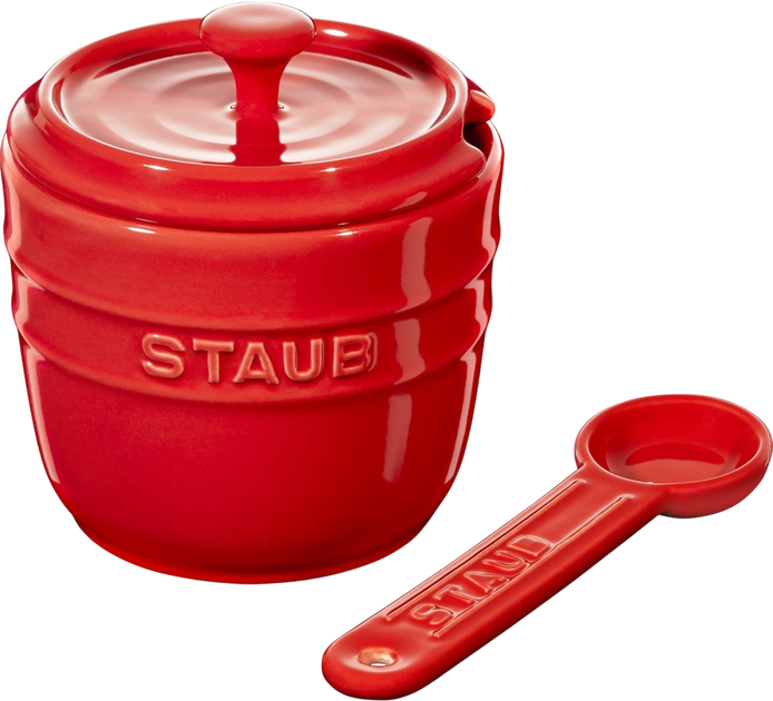 Pojemnik na sól Staub Storage z łyżeczką czerwony 9 cm (4009839360688) - obraz 2