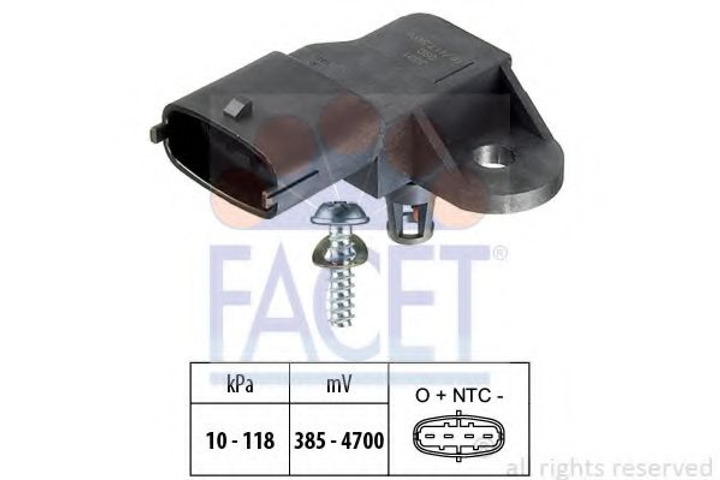 Датчик давления наддува (4 конт.) FIAT DOBLO/PUNTO/QUBO 0.9-1.6 96- (10.3091) Facet Facet (103091) - изображение 1