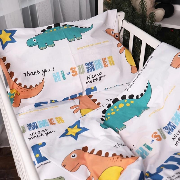 Акція на Простирадло MirSon Kids Time Полуторне 150 х 200 см 17-0697 Colorful Dinosaurs Бязь від Rozetka