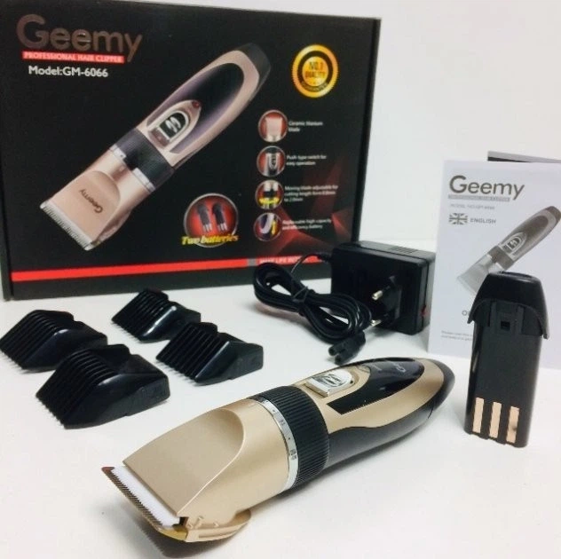 Професійна акумуляторна машинка для стрижки волосся Geemy Gm-6066 Pro Золотиста + 2 - зображення 2