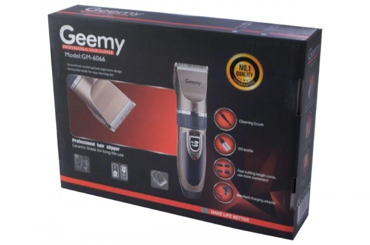 Професійна акумуляторна машинка для стрижки волосся Geemy Gm-6066 Pro Золотиста + 2 - зображення 9
