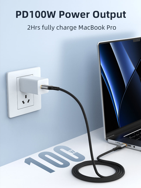 Кабель Cabletime USB Type C- USB Type C 3A 1 м, 5А/PD100W, швидка зарядка, Black (CU03L) - изображение 2