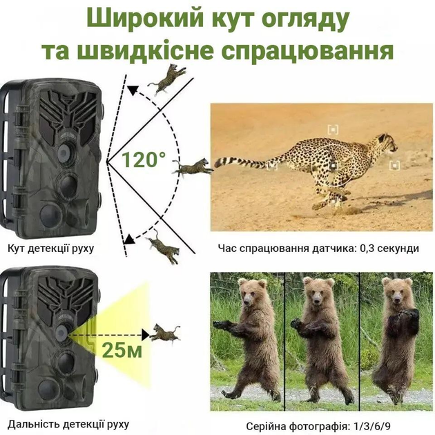 3G Фотопастка Suntek HC-810G 3G/SMS/MMS мисливська камера 120° 20MP IP65 - зображення 7