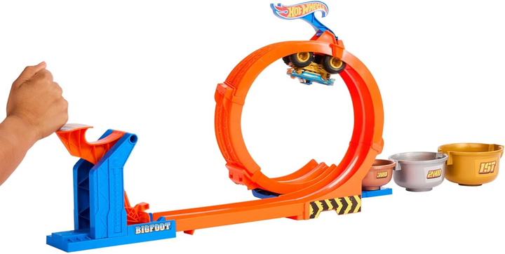 Zestaw do zabawy Hot Wheels Monster Trucks Bigfoot 50 rocznica Pętla Skok po trofeum JBX64 (194735266340) - obraz 5