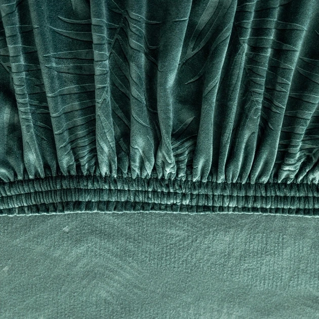 Чохол на крісло, диван, еластичний велюр, оксамит Domidekor Palm leaves, зелений 190-230 см (3818) - изображение 4