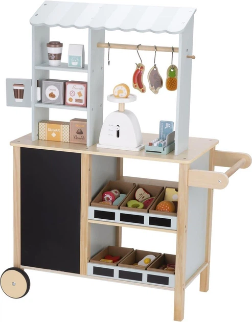 Дерев'яний набір Tooky Toy Продуктовий магазин з прилавком, духовкою, вагами, зчитувачем карток 73 деталі (6972633378129) - зображення 3