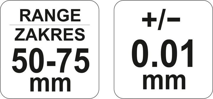 Мікрометр 50-75 мм YATO YT-72302 - Фото 5 Мікрометр 50-75 мм YATO YT-72302 - зображення 5