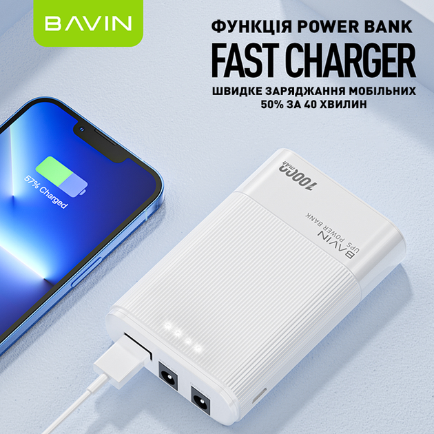 ИБП для маршрутизатора Bavin PC037 PRO 10000mAh-37WH 12V White (Y-PC037-PRO-WH) - изображение 5