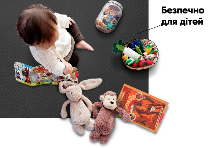 Татамі мат EasyFit 8 шт (30х30 см) хвіст ластівки чорний - изображение 6