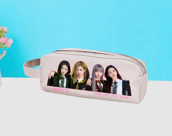 Пенал школьный косметичка с изображениям Блек Пинк Blackpink на 2 оттделения, бежевый (SVS) - Фото 1 Пенал школьный косметичка с изображениям Блек Пинк Blackpink на 2 оттделения, бежевый (SVS) - изображение 1