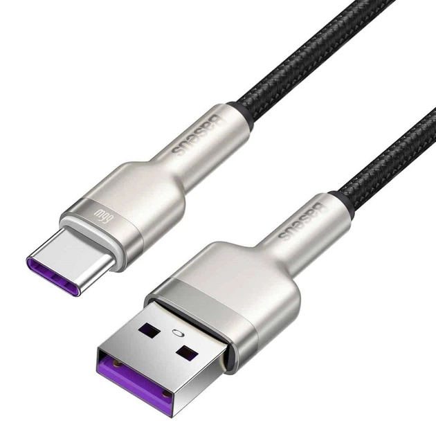 Кабель 2 м. USB to Type-C black, Cafule Metal Data Cable 66W Baseus для зарядки та передачі даних (CAKF000201) - Фото 3 Кабель 2 м. USB to Type-C black, Cafule Metal Data Cable 66W Baseus для зарядки та передачі даних (CAKF000201) - зображення 3