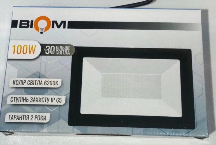 Світлодіодний прожектор BIOM 100W S6-SMD-100-Slim 6200К 220V IP65 - зображення 2