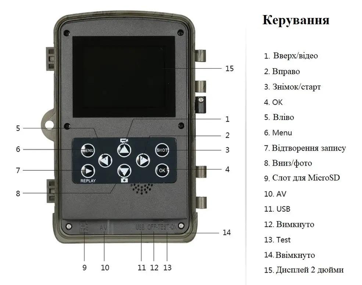 Фотопастка Suntek HC801A 1080P/20МП 20м, огляд 120°, IP65 (автономна камера) камера спостереження мисливська з екраном Full HD 1080P і записом звуку - зображення 2