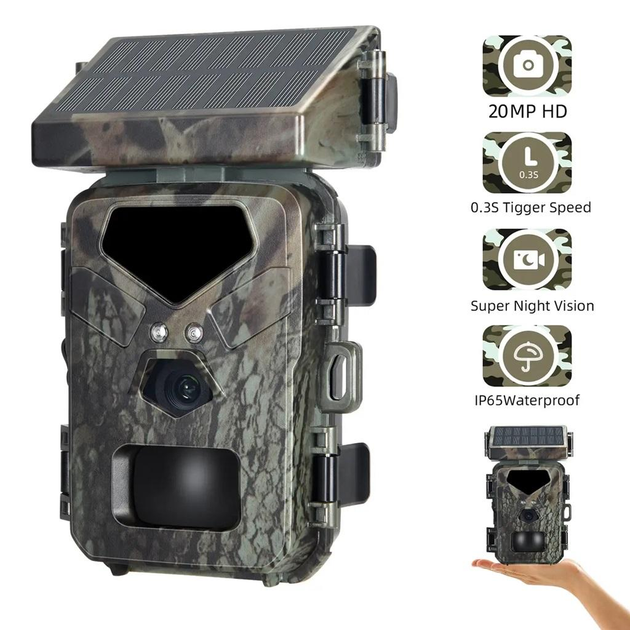 Фотопастка Suntek Mini 700 20м захист IP65 на сонячній панелі - зображення 1