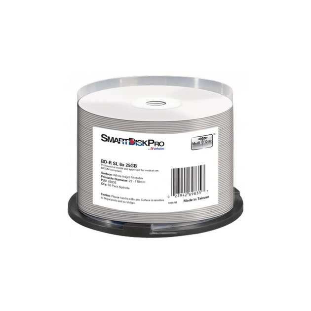 Диск BD SmartDisk PRO BD-R 25GB 6X White InkJet Printable WRAP(22-118 мм) 50шт (69835) - Фото 1 Диск BD SmartDisk PRO BD-R 25GB 6X White InkJet Printable WRAP(22-118 мм) 50шт (69835) - изображение 1