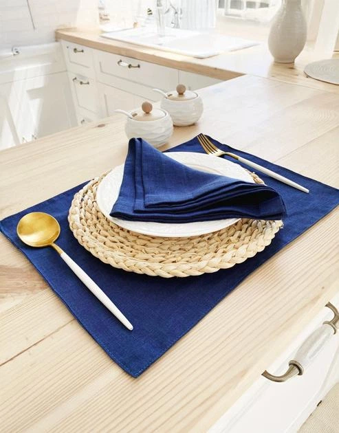 Сервировочный коврик (ланчмат) из льна TouchableLinen 2 шт 30x40 см Синий Подставка под тарелку - изображение 3