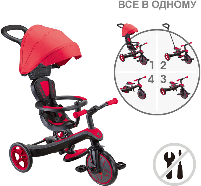 Велосипед дитячий триколісний Globber Explorer Trike 4 в 1 Червоний (634-102) - зображення 5