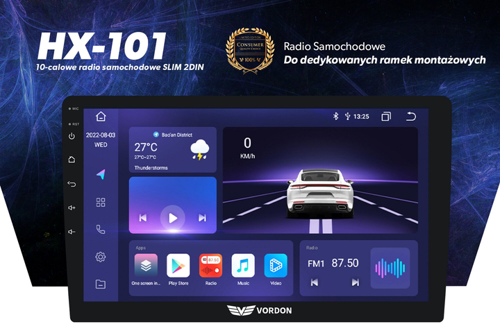 Radioodtwarzacz samochodowy Vordon HX-101 2DIN - obraz 5