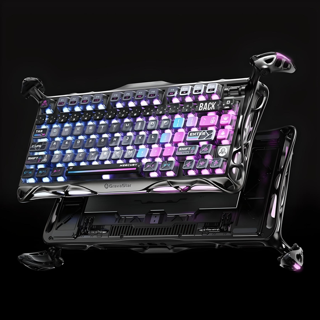 Клавіатура GravaStar Mercury K1 Pro Special Edition із комбінованим підключенням - Cyberpunk - Фото 6 Клавіатура GravaStar Mercury K1 Pro Special Edition із комбінованим підключенням - Cyberpunk - зображення 6