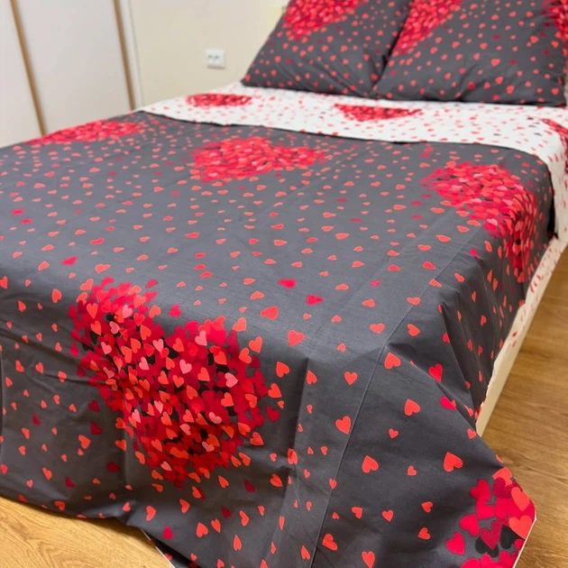 Комплект постельного белья Soft полуторный ко дню св. Валентина сердечка 150х215 см - Фото 4 Комплект постельного белья Soft полуторный ко дню св. Валентина сердечка 150х215 см - изображение 4