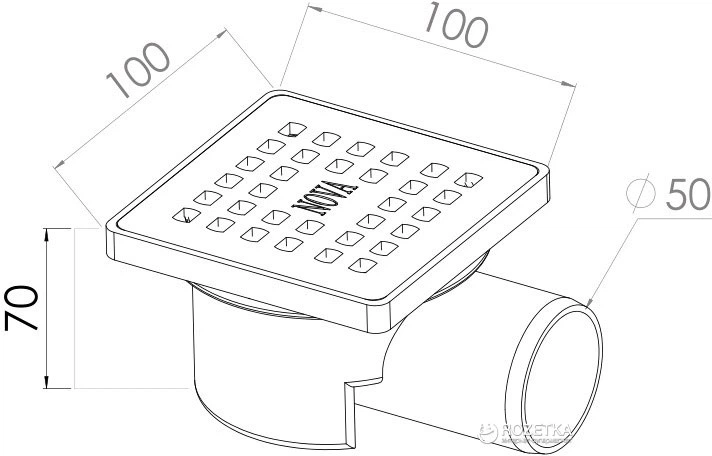 Трап для душа Nova 100x100 мм боковой с решеткой (5056N) - изображение 2