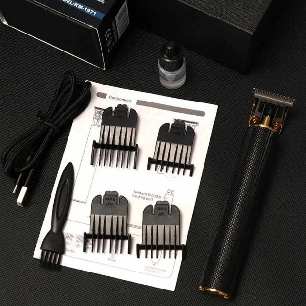 Професійна машинка тример для стрижки волосся для бороди VGR V-058 Pro Black + 4 Насадки - зображення 8